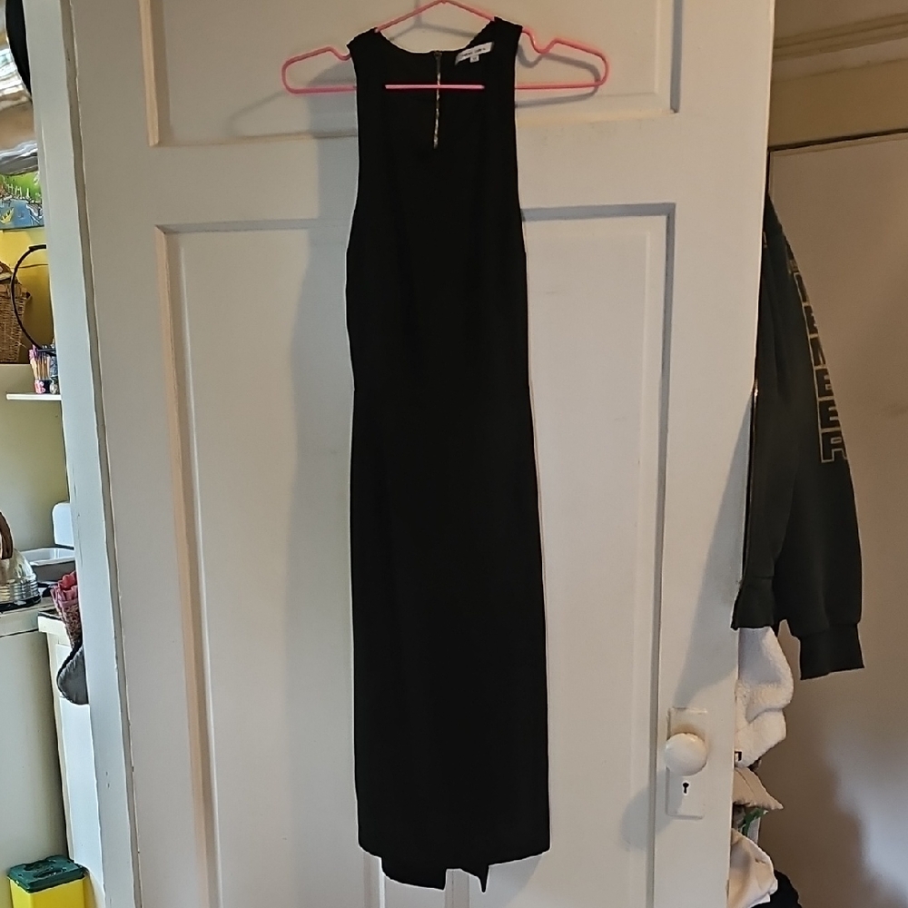 Naked Zebra Black Halter Sheath Midi Dress